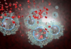 3D generated illustration of HIV Aids virus cells for medical science background